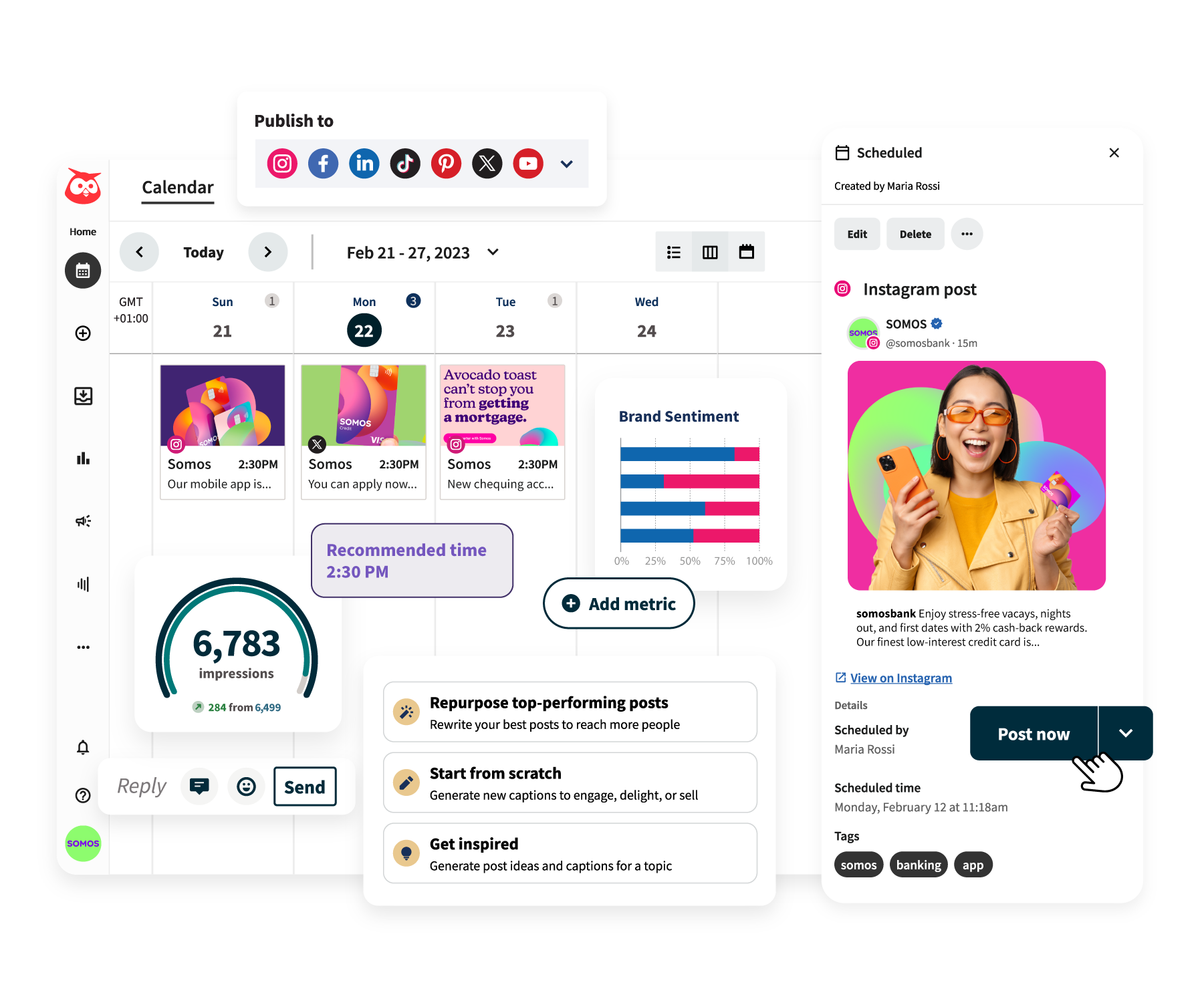 Hootsuite publishing dashboard