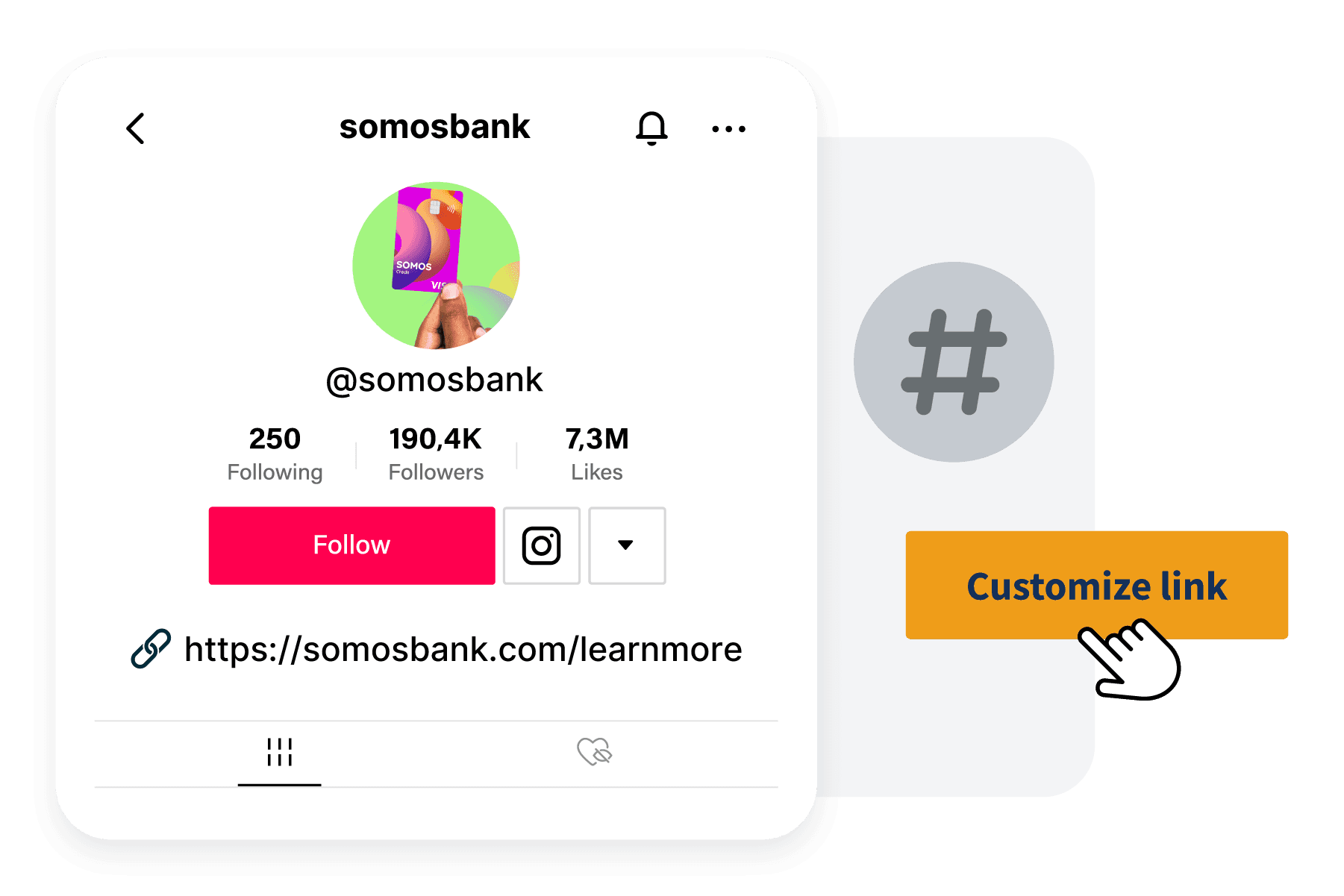 Hootsuite-Link im Bio-Maker mit dem Button „Link anpassen“