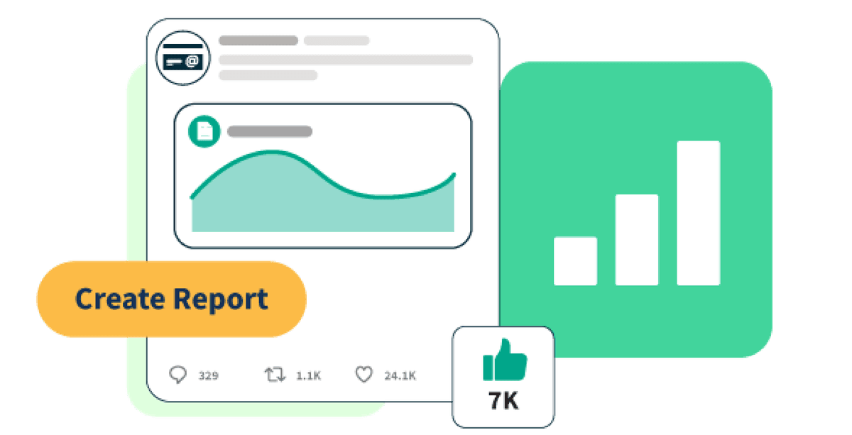 Gráfico que muestra los informes de estadísticas y redes sociales de Hootsuite