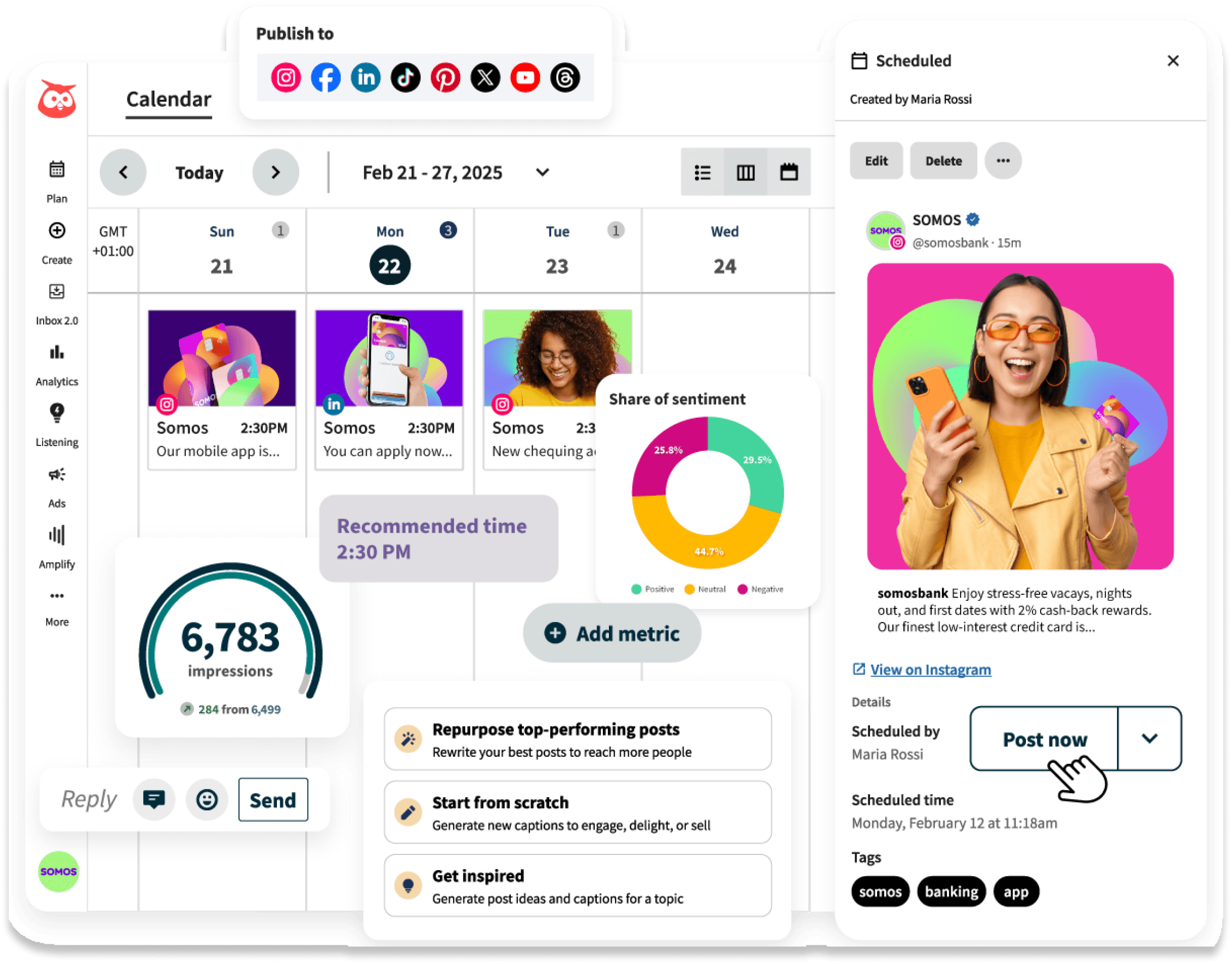 Hootsuite-Plattform mit Kalenderansicht