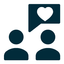 Symbol mit zwei Personen und einer Sprechblase mit Herz