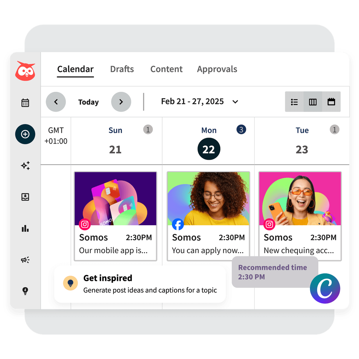 Hootsuite Drag-and-Drop-Veröffentlichungskalender