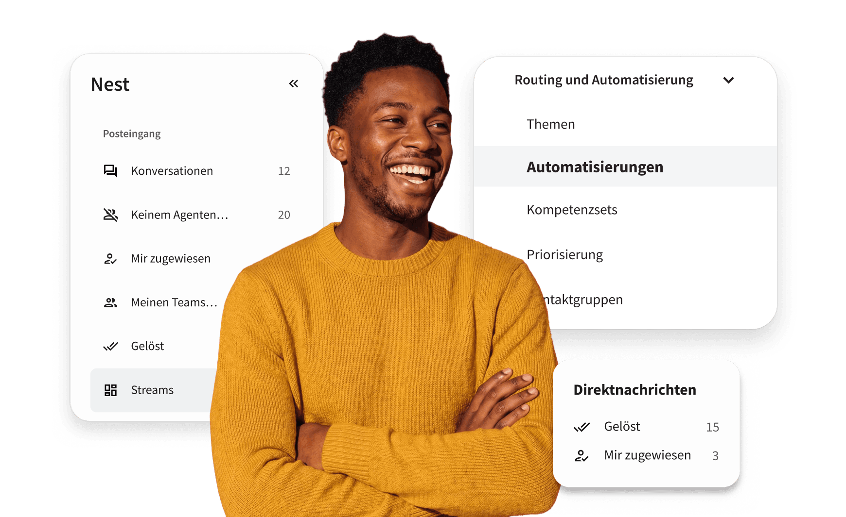 Mann am Laptop verwendet den Hootsuite-Posteingang