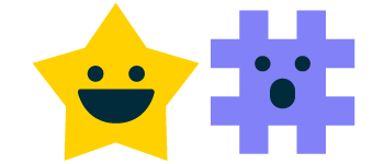 star and hashtag with faces