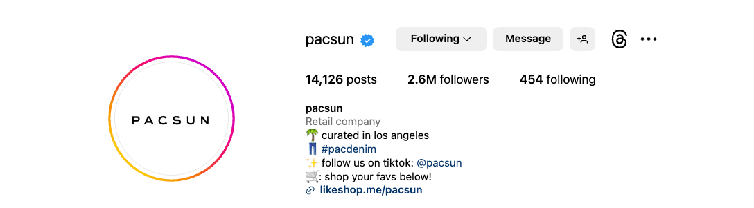 Pacsun auf IG