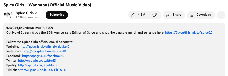 Spice Girls Wannabe-Video YouTube-Screenshot