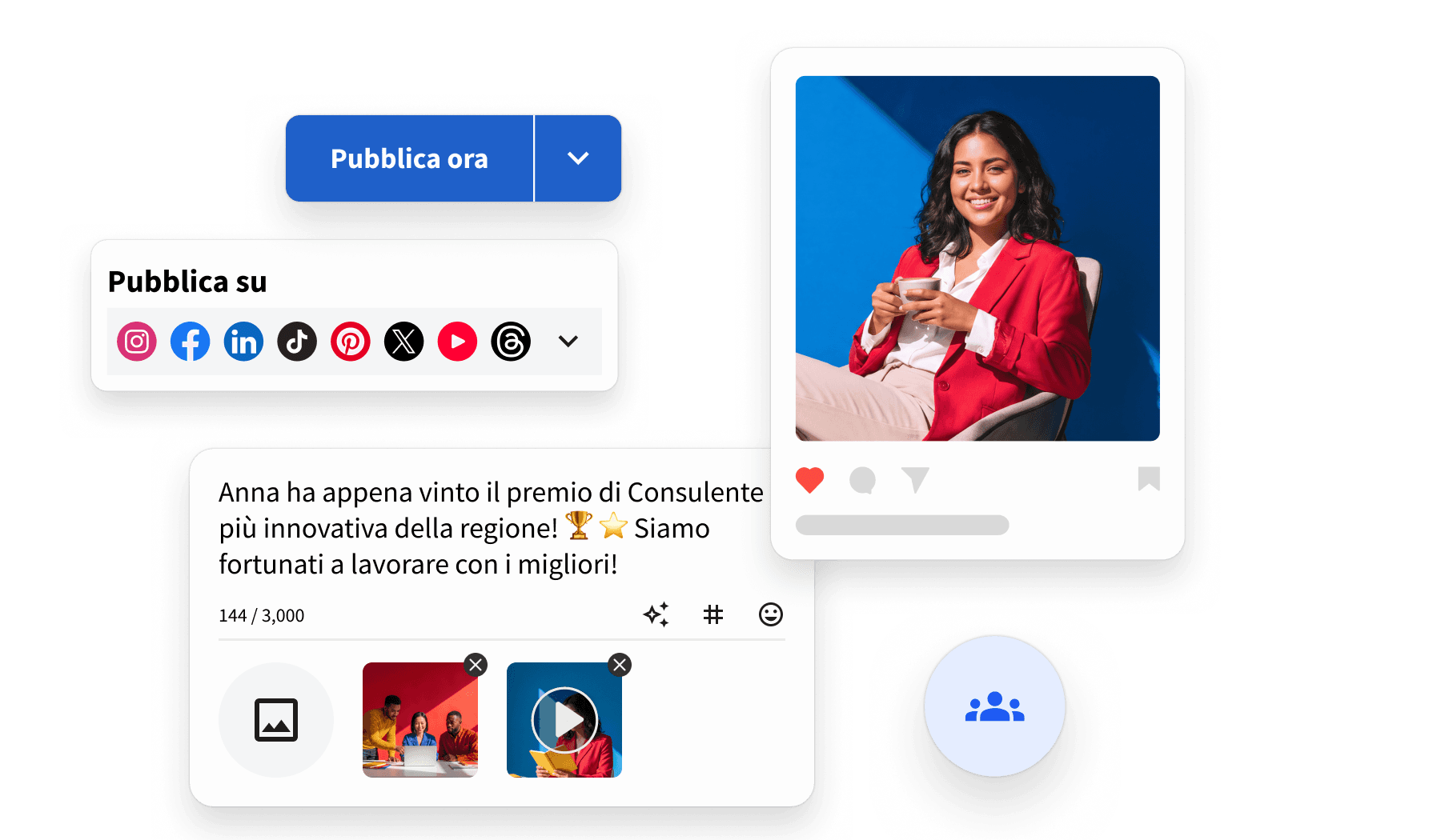Dashboard di Hootsuite Amplify con obiettivi di condivisione settimanali