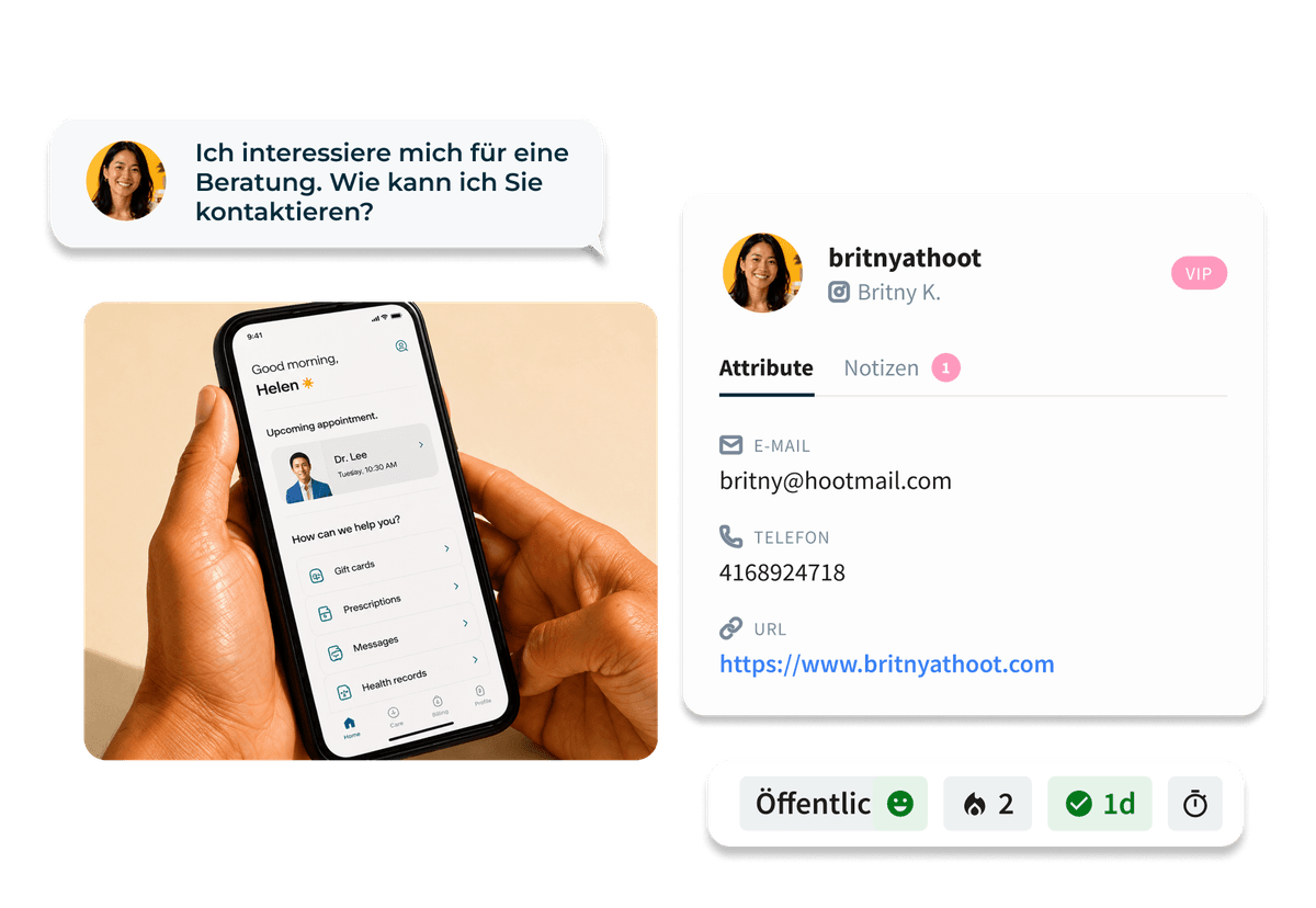 Posteingangsfunktionen von Hootsuite zeigen Kontaktattribute und Notizen an